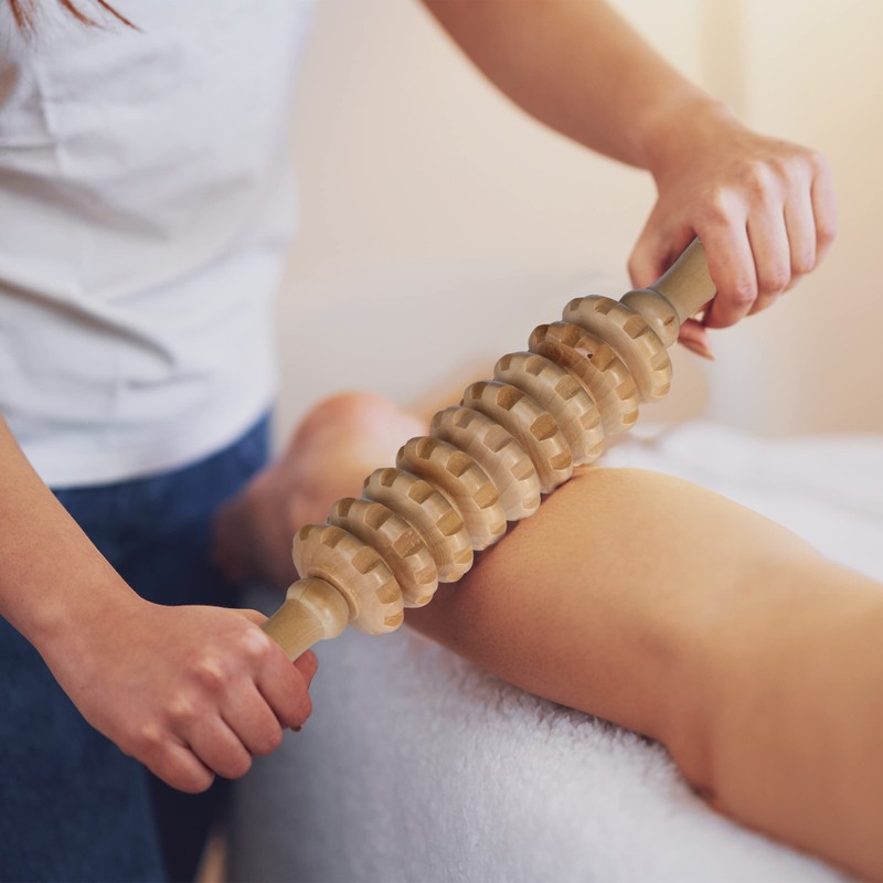 Relaxdays 3 x Wooden Massage Roller with 2 Handles, Manual