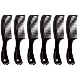 Comfort Axis Travel Size Wide Tooth Handle Comb, 6", 6 Pack, Black