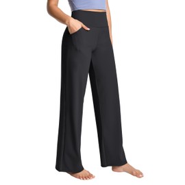 BUBBLELIME 29"/31"/33"/35"/37" Women's Wide Legs Yoga Pants Loose Lounge Sweatpants - Wide Legs_Black M_29" Inseam