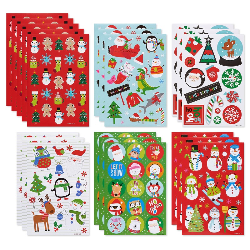 American Greetings 398-Count Bulk Christmas Stickers for Kids, Classic Holiday