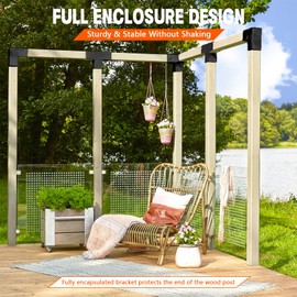 ITeVe.GD Pergola DIY Bracket Kits,2-Way L Shaped Corner Brackets for 4" x 4"(Actual:3.5" x 3.5") Lumber for Outdoor Pergola,Proch,Log Cabin W/Hardware - 4Pack…