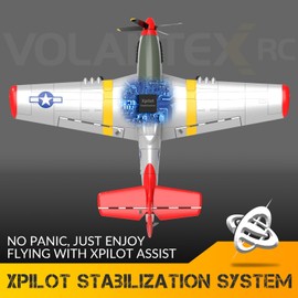 VOLANTEXRC RC Plane P51D Mustang V2, 4 Channel Remote Controlled Aeroplane with 2.4GHz 4CH RC Aeroplane RTF for Beginners, Kids and Adults, Includes USB Charging