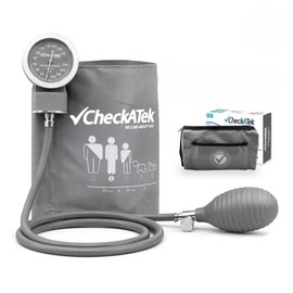 Checkatek Baumanómetro Aneroide Manual Eco para Adulto, Medidor de Presión Arterial de Brazo con Brazal Ajustable, Manómetro de Fácil Lectura, Estuche de Transporte, Equipo Médico Básico