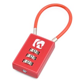 Henly Begins DLK010R Daytona Combination Cable Lock, Padlock for Motorcycle Seat Bag, Wire Lock, Straight Wire, Cable Length: 3.9 inches (100 mm), 45844, Red