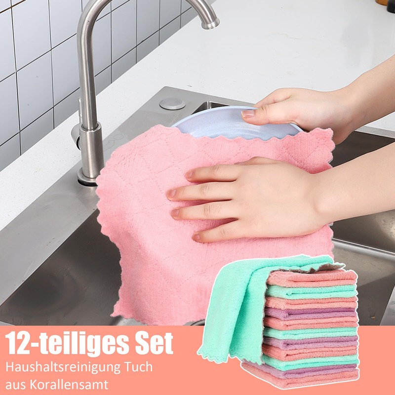 taonganui Pack of 12 Microfibre Cloths Microfibre Kitchen Cleaning Cloths