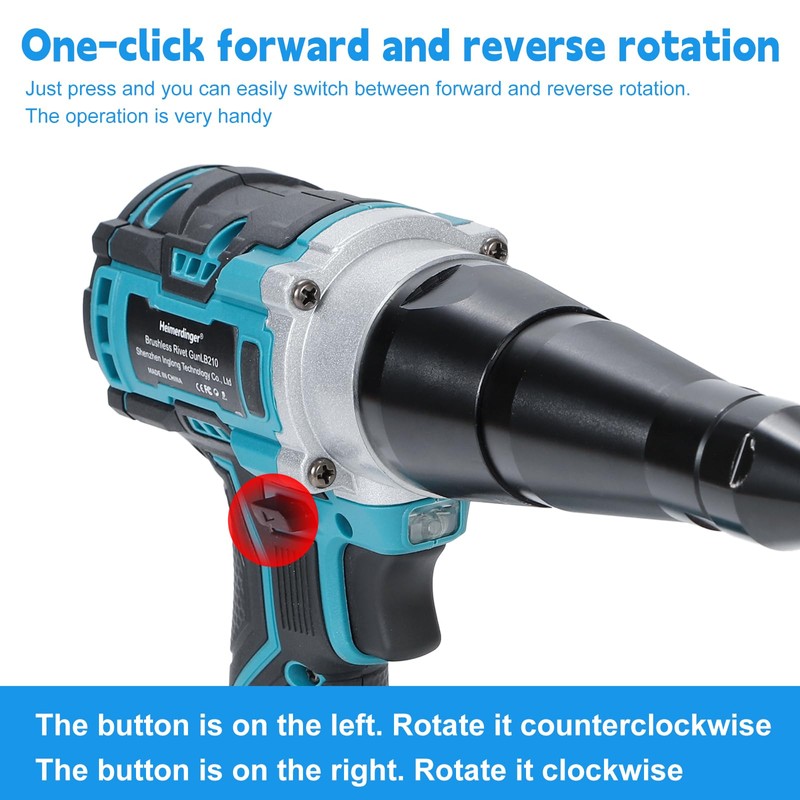 Heimerdinger Brushless Cordless Rivet Gun for Makita 18V Battery, 12000N