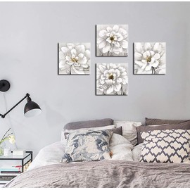 Kitchen Canvas Wall Art Coffee Bean Coffee Cup Coffee Grinder Canvas Pictures Large Modern Artwork Prints for Dining Room Home Decorations 12" x 12" x 4 Pieces Framed Ready to Hang