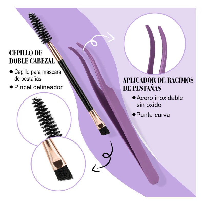 Kit De Extensiones De Pestañas 30d+40d Bqlash Curvatura D 30d+40d