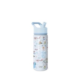 Simple Modern - Botella de agua Summit para niños con tapa de popote, vaso aislado de acero inoxidable de 18 onzas, para niñas, escuela, deseos florales de Cenicienta