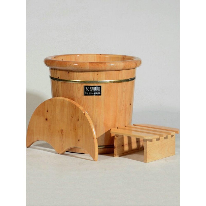Hinoki 히노끼족욕통 발습식 편백나무 발찜질 40CM 건식 [40둥근 부 훈증접시
