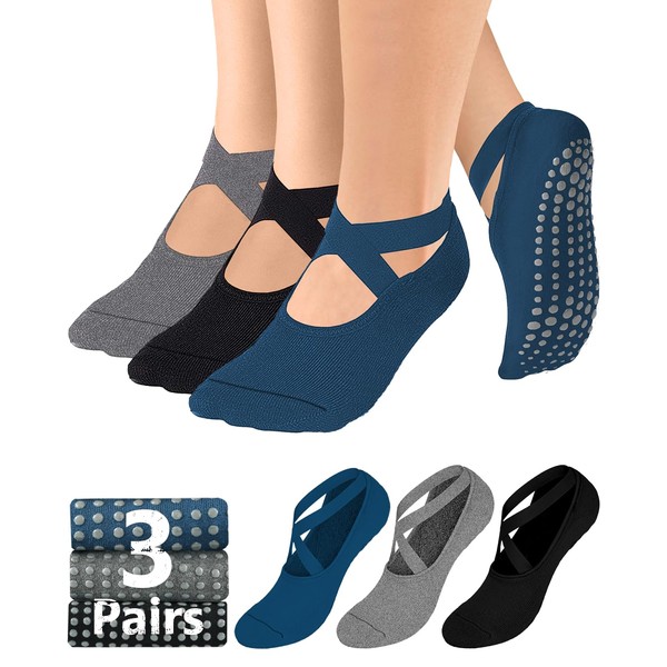 Pilates Grip Socks for Women Men Girls Non Slip Skid