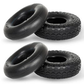 GICOOL 4.10/3.50-4 Replacement Tire and Inner Tube Set, 2 Pack, 10" Heavy Duty Tire and Tube, TR-13 Straight Valve Stem, for Hand Truck Trolley Dolly Garden Wagon Cart Wheel Replacement