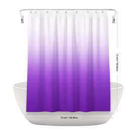 Purple Ombre Shower Curtains for Bathroom Fabric Bathroom Curtain Weights Bottom Waterproof Washable Shower Curtains Set with Grommets and 12 Stainless Steel Hooks 72''x72''