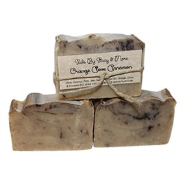 Suds By Stacy and More Orange Clove Cinnamon Homemade Soap Bar (Three 4 oz bars) handmade cold processed with essential oils