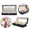 Fdit 6 Slots Leather Watch Box PU Leather Box Case