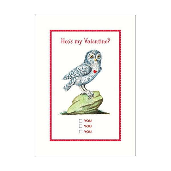 Lucca Paperworks Hoo's My Valentine Valentine's Day Card, 5x7 Set of 6