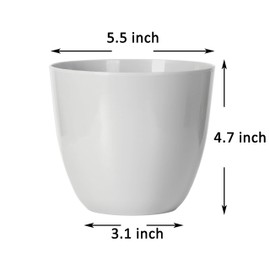 Youngever 8 Pack 5.5 Inch Plastic Planters Indoor Flower Plant Pots, Modern Decorative Gardening Pot with Drainage for All House Plants, Flowers, Herbs, Succulents and Hanging Plants (Grey)