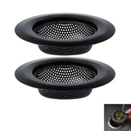 IMAXWAVE 2 Pack Stainless Steel Sink Strainer (7.2 cm) Kitchen and Bathroom Sink Strainer, Prevent Jams and Easier Cleaning, Universal Strainer, Multipurpose, Black