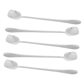 ULTECHNOVO Versatile 5pcs Stainless Steel Square Head Spoons Long Handle Stirrer for Cold Tea Bar Coffee