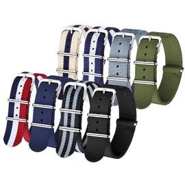 Megalith Watch Strap Pack with 4/8 Nato Strap 16 mm, 18 mm, 20 mm, 22 mm, and 24 mm Ballistic Nylon Watch Strap Zulu Watch Strap for Men Women, 18mm