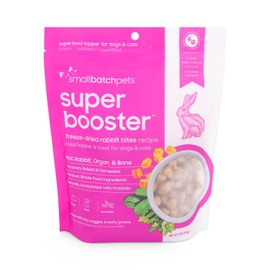 smallbatch Pets Freeze-Dried Super Booster Rabbit Bites for Dogs & Cats, 7 oz, Made in The USA, Humanely Raised Single Protein Source, Topper & Treat, with Organic Vegetables and Probiotics