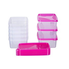 MiraHome Food Storage Containers Freezer Containers 1 Litre Rectangular 18 x 12 x 6.5 cm Set of 8 Pink Austrian Quality