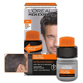 L'Oréal Men Expert Hair Colour for Men, 100% Grey Coverage for 6 Weeks, Suitable for All Hair Types, One-Twist Hair Colour, No. 5 Light Brown, 1 Piece
