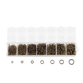 1370pcs Assorted 7 Sizes 3mm-10mm Round Open Jump Ring Split Rings Jewellery Findings Connector for Earring Bracelet Necklace Keychain Accessories (Antique Bronze)