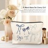 LIANGW Coquette Minimalist Bow Preppy Makeup Bag, Coquette Girly Cosmetic