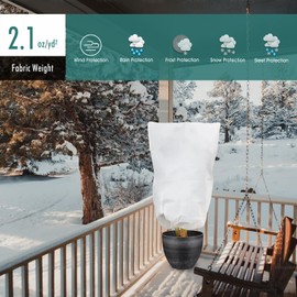 Fetanten Plant Covers Freeze Protection, 47''×70'' 2.1oz/yd² Thicken Frost Cloth Frost Blankets with Drawstring Reusable for Outdoor Plants Fruit Trees Potted in Winter Cold Weather (2 PCS)