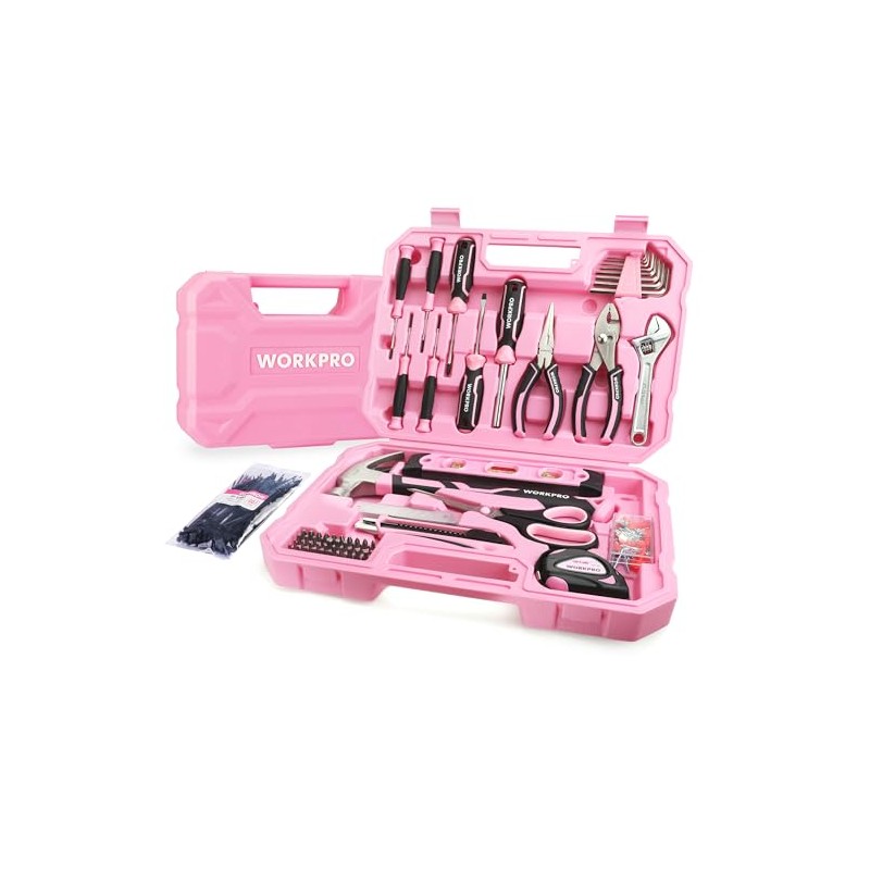 WORKPRO Pink Tool Set, 258 PCS Tool Kit for Women,