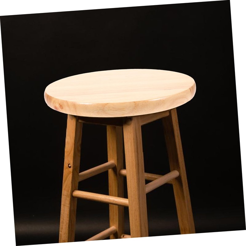 KONTONTY Round Wooden Stool Seat Replacement Sturdy Rubberwood Top for
