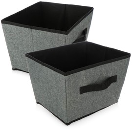 com-four® 2 x Storage Boxes - Foldable Box for Storage - Folding Box with Handle for Wardrobe, Clothes, Books, Toys