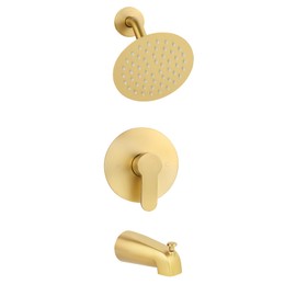 WRISIN Brushed Gold Shower Faucet Set with Valve, Gold Shower Head and Handle Set, Brushed Gold Shower Head