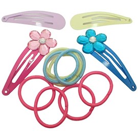 Topkids Accessories Hair Bobbles and Hair Clips for Girls Gift Set, Small Hair Clips, Girls Hair Accessories, Girls Hair Clips, Mini Hair Clips, Small Elastic Bands for Hair, Hair Ties (Flower)