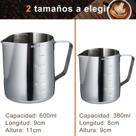 Jarra para Espumar Leche 12oz Jarra de Leche de Acero Inoxidable para Espumar Durante Capuchino y Café con Leche,Mejorado y engrosado taza de jarra de leche (350ML+Barista Pen)