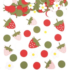200psc Strawberry Confetti - Sweet One Birthday Decor, Berry Sweet Party Confetti, Strawberry First Birthday Decor