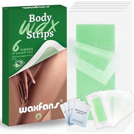 Hair Removal Wax Strips for Face/Body/Bikini - 60 Count Hypoallergenic Depilatory Kit with 4 Soothing Wipes (Green) - All Skin & Hair Types
