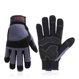 HANDLANDY Anti Vibration Safety Work Gloves for Men Women, Breathable Flexible Spandex Back, Touch Screen Utility Glove (Medium, Grey)