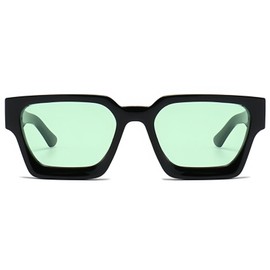 RUNHUIS Retro Thick Rectangle Sunglasses for Women Men Vintage Classic Big Sqare Frame Chunky Glasses (Black/Green)