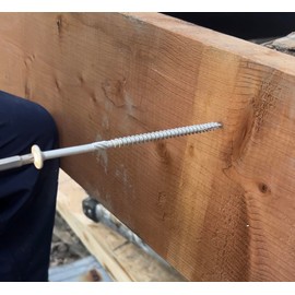 HBSS 25 Pack #5/16 x 6 Inch Silver Structural Wood Screws, Heavy-Duty Construction Screws, Lag Screw Alternative, Exterior Grade, Includes 2 Inch T30 Bits, Corrosion Resistant, #5/16" x 6"- KRC67890