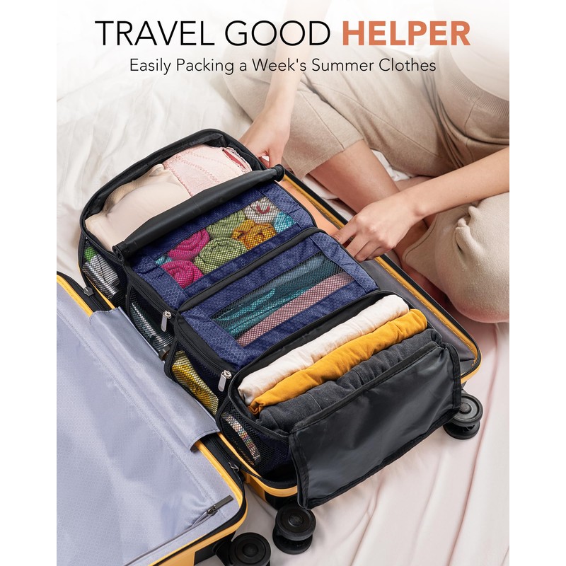 Vokelater Suitcase Organizer, Travel Luggage Organizer Hanging Shelves Packing Cube