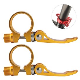 DAZISEN Aluminium Alloy Seat Clamp - Bicycle Seat Clamp Quick Release Seat Post Saddle Clamp Clamp 28.6 mm 2 Pieces (Gold), 2 x Gold, 28.6 mm