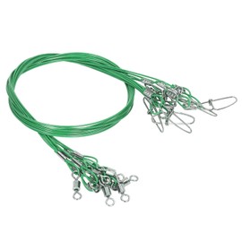 Líderes de Línea de Pesca, 10 Piezas de Líderes de Pesca de Acero de Alto Carbono de 50 Cm con Eslabones Giratorios para Río (Verde)