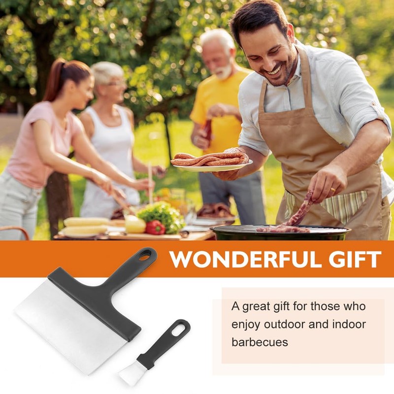 2 Pack Grill Scraper,Heavy Duty Griddle Scraper,Stainless Steel Griddle Scraper