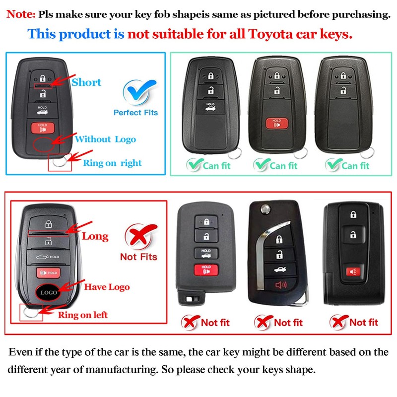 QBUC for Toyota Key Fob Cover with Keychain Suitable for