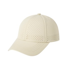 FEINION Men Summer Adjustable Performance Hat Breathable Snapback Laser Perforated Baseball Cap (Khaki)