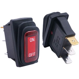 Taiss 2Pcs Waterproof Rocker Toggle Switch 12V Red Lighted Car ON/Off SPST 3 Pin 2 Position, AC, KCD3-101NW-ON/OFF