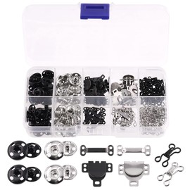 100 pares de ganchos para falda y ojos, broches de costura, herramientas de fijación de ropa para falda, brasier, pantalones, ropa, suministros de costura, 3 estilos (negro, plata)