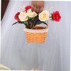 WHAMVOX Mini Wicker Basket with Handle Decorative Woven Flower Basket